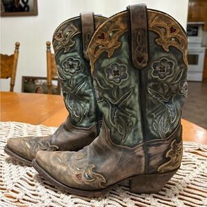 Dan Post “Vintage Blue Birds” Boots with Floral Accents